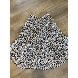 Christopher Banks Brown With Floral Print Skirt Peter‎ Pan Hem Size 12